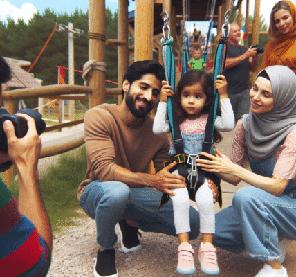 Familier som nyter utendørsaktiviteter i Kiviõli High Adventure Park, Nord Estland