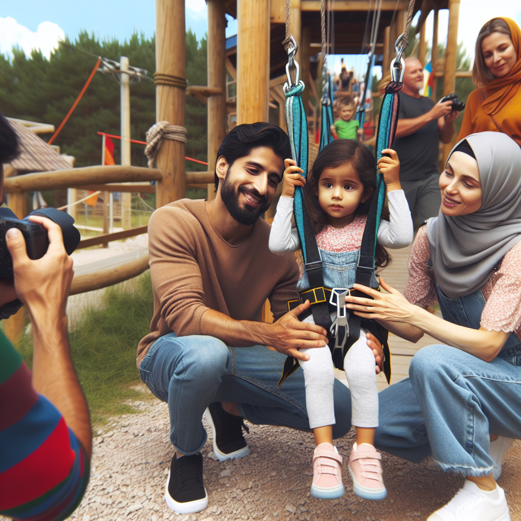 Familier som nyter utendørsaktiviteter i Kiviõli High Adventure Park, Nord Estland