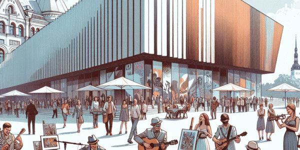 A vibrant and modern cultural scene in Tallinn, showcasing museums, art, and live music performances.